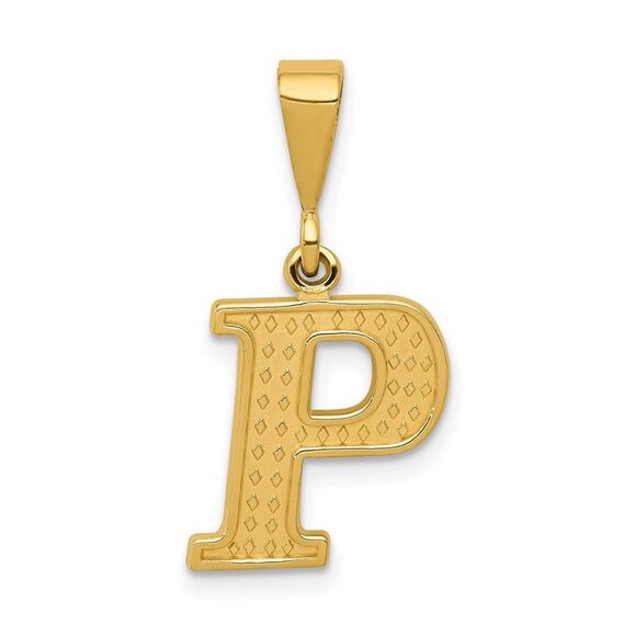 14k Yellow Gold, Ashley Collection, Textured Initial P Pendant - Picture 1 of 4